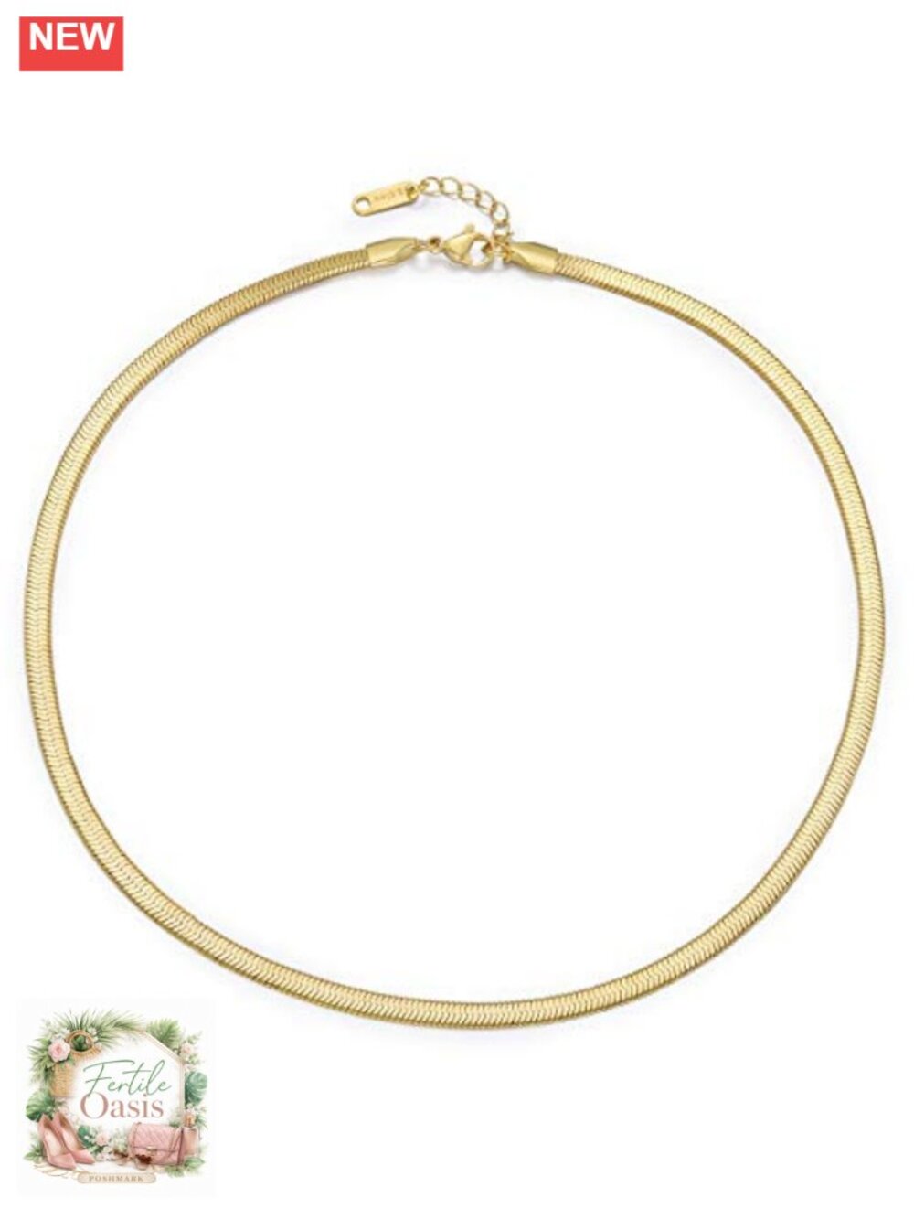 14K Gold Filled Herringbone Necklace 4mm Flat Snake Chain Choker Dainty